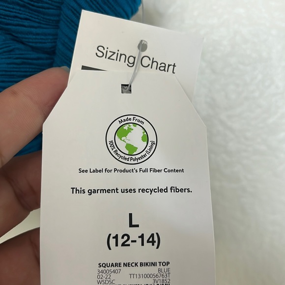 Time & True Women’s Textured Boning for Support Bikini Top Sz L(12-14) Blue - Picture 7 of 11